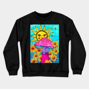 Hippie Sunflowers and Mushroom - Let The Sunshine In Crewneck Sweatshirt